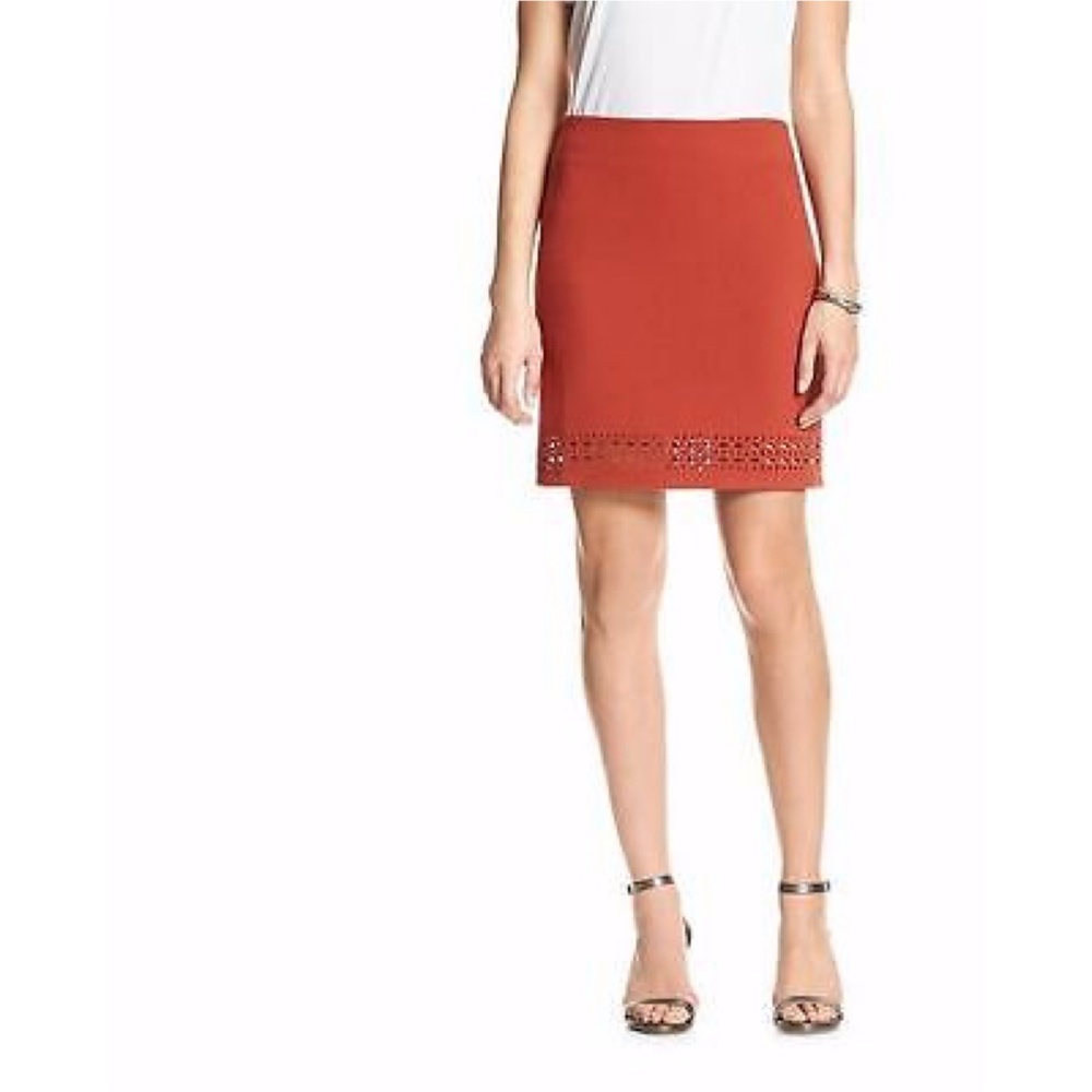 Banana Republic Size 8 Orange Laser-Cut Pencil Skirt